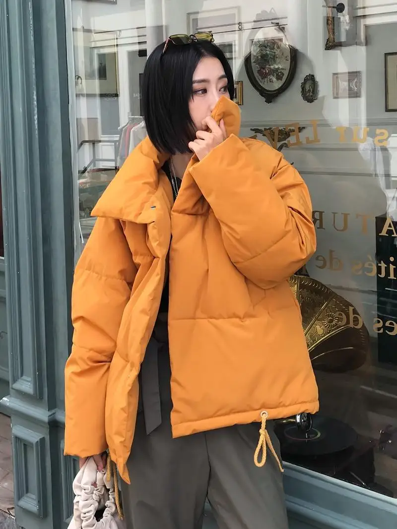 yellow metal button Осенне-зимняя куртка женская парка s Mujer модное пальто свободная куртка со стоячим воротником Женская парка Теплая Повседневная Пальто размера плюс - Цвет: yellow metal button