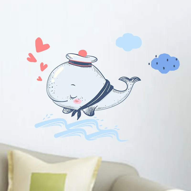 

Beautiful children's room warm bedroom decoration wall stickers dolphin whale stickers DIY combination decals for kids murals