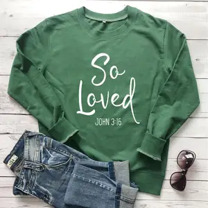 Толстовка с надписью So Loved John 3:16, повседневная, религиозная, крестильное, гранж, винтажные топы, джемпер в хипстерском стиле