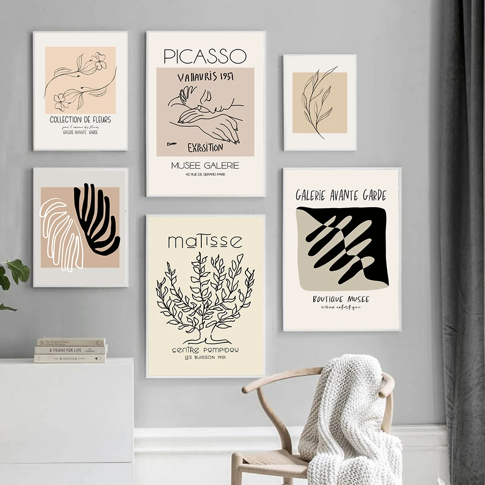 

Retro Picasso Exhibition Canvas Poster Wall Art Painting Matisse Abstract Plant Print Pictures Unique Living Room Home Decor