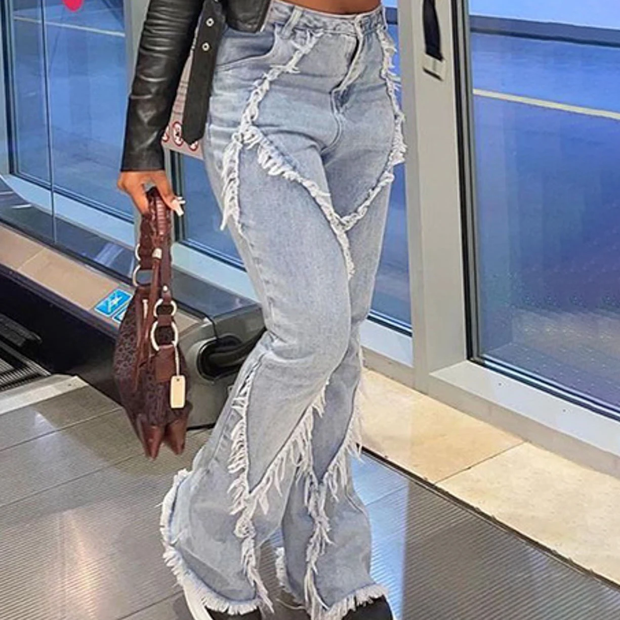 

Fashion Women's Jeans Y2K High Street Spliced Washed Denim Streetwear Baggy Vintage Retro Mom Boyfriend Patch Designs Trouser