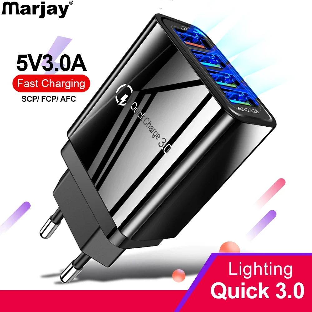 Marjay зарядное устройство 48 Вт быстрое 3 0 4 USB Cherger порта Быстрая зарядка мобильного