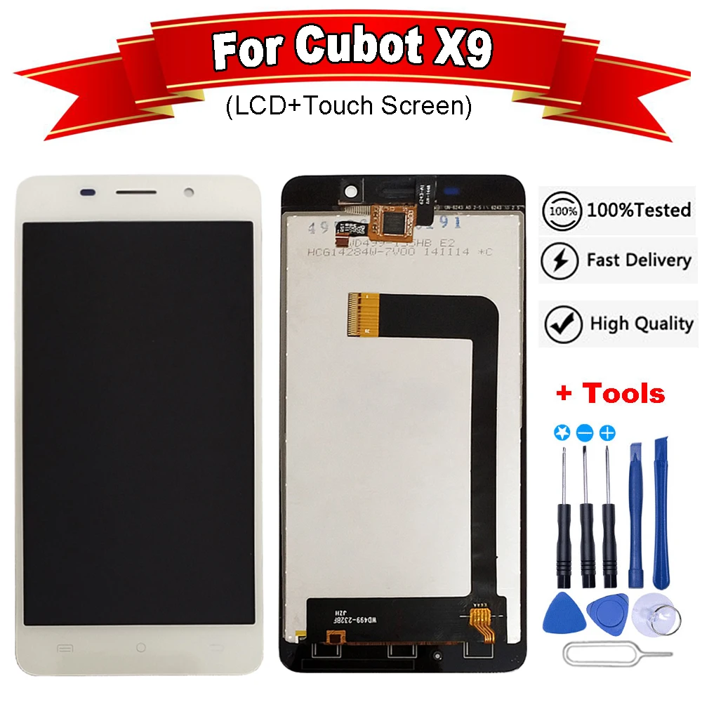 5 0 &quotБелый ЖК дисплей для Cubot X9 + сенсорный экран в сборе дигитайзер замена 100%