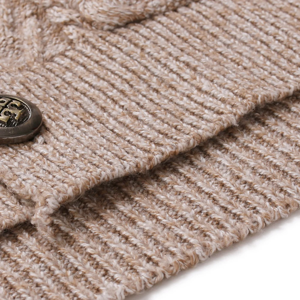 Осень-зима свитер с отложным воротником однотонный кардиган на пуговицах