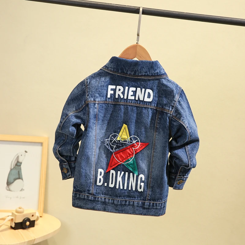 Джинсовая куртка для мальчиков и девочек повседневная верхняя одежда с длинным