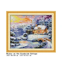 winter landscape diy chinese cross stitch 11ct 14ct kit craft embroidery cotton thread canvas home decoration 100 cotton