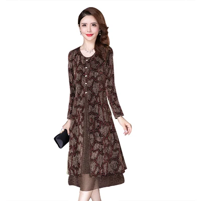 Осень-весна 2021 женское платье для матери среднего возраста ретро яркие женские