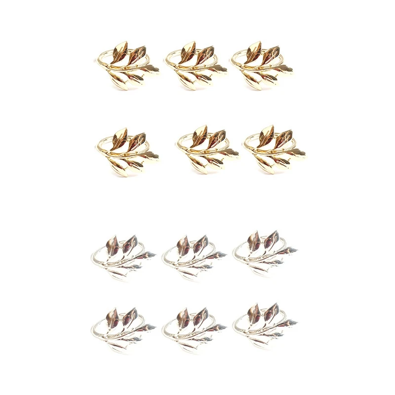 

6Pcs Fall Leaves Napkin Rings Christening Metal Wedding Gifts Party