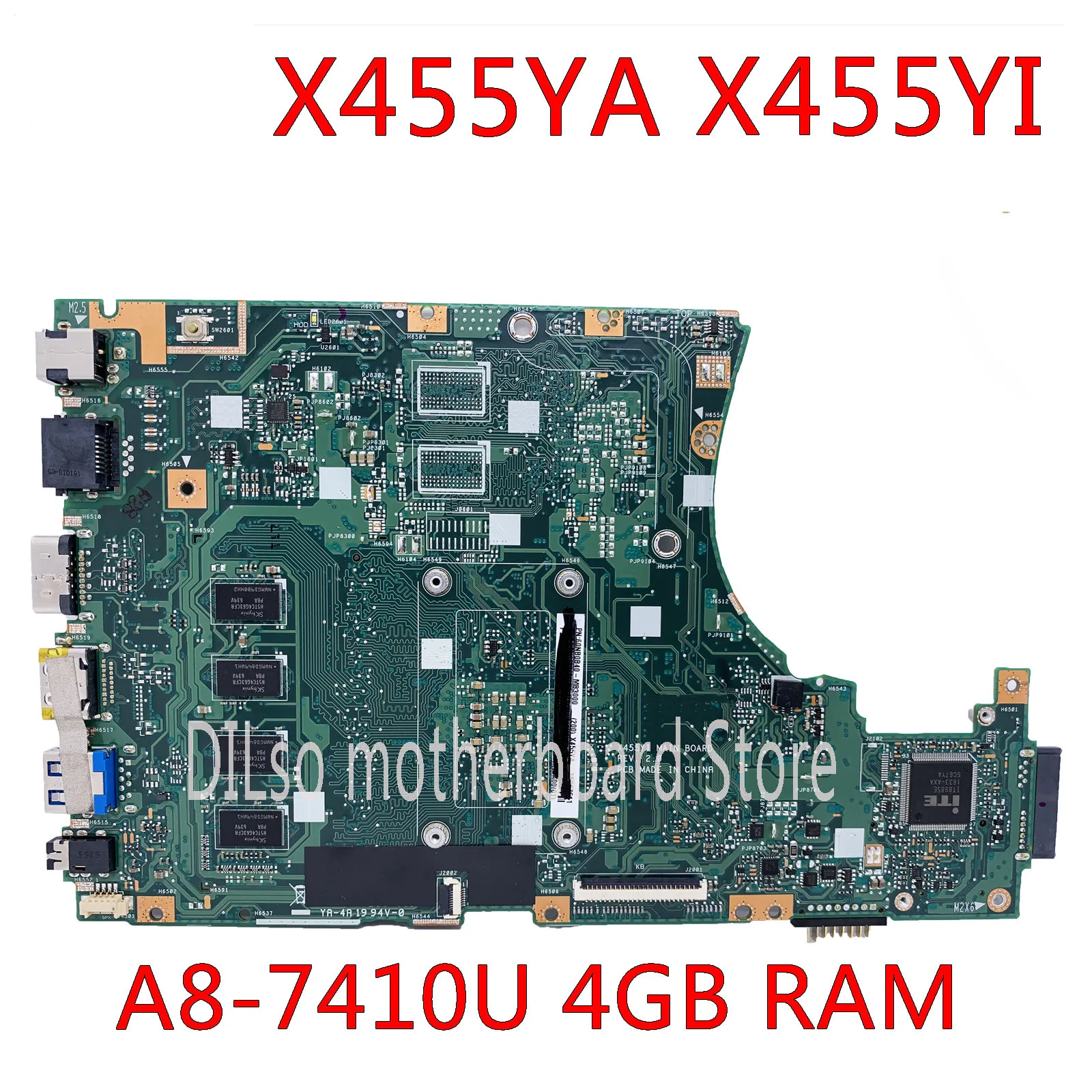 

KEFU X455YI Motherboard FIT For ASUS X455YI A455DG X455YA Laptop Motherboard A8-7410 4GB RAM Test Work 100% Original