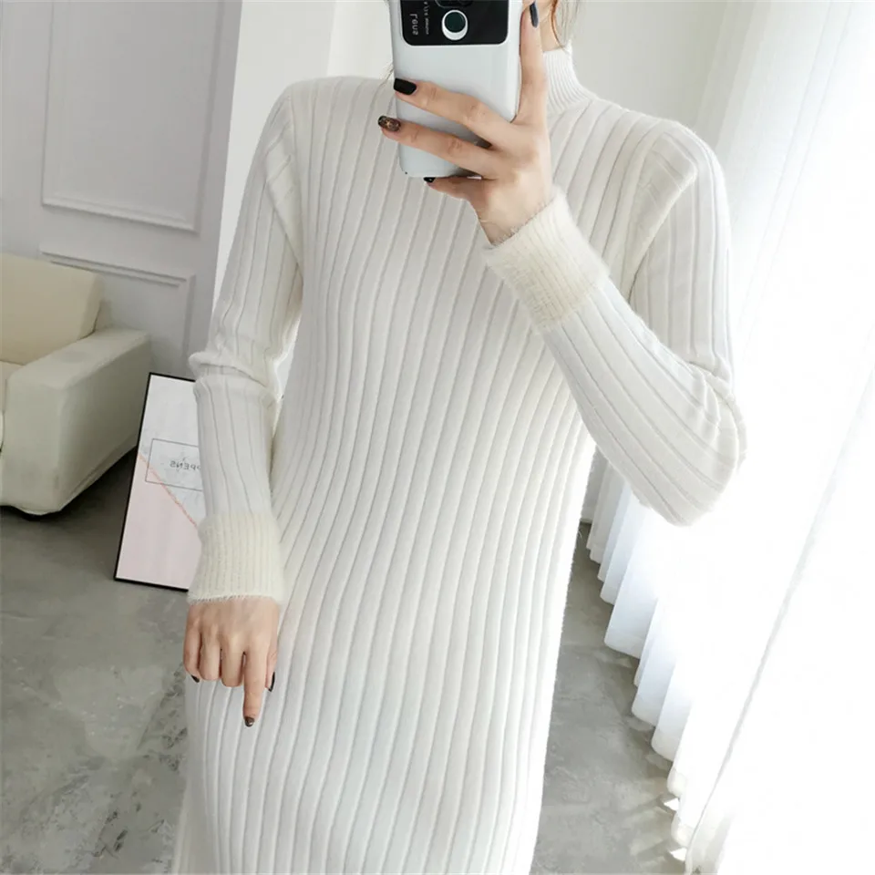Раздельное однотонное платье с круглым вырезом и длинным рукавом Vestido, милое зимнее трикотажное платье, Осеннее женское элегантное платье, новинка года, модное тонкое мягкое женское платье