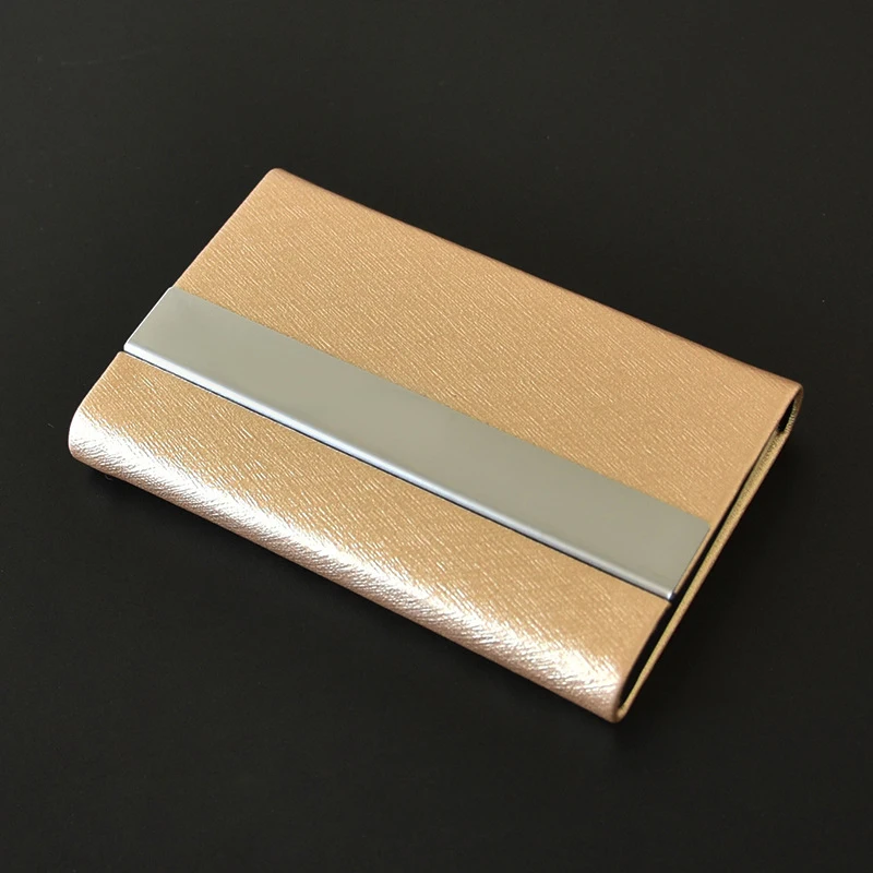 

Aliuminum Metal Cardholder Unisex Business Credit Card Case Fashion PU Card Holder for Men Women Rfid ID Card Wallet Black