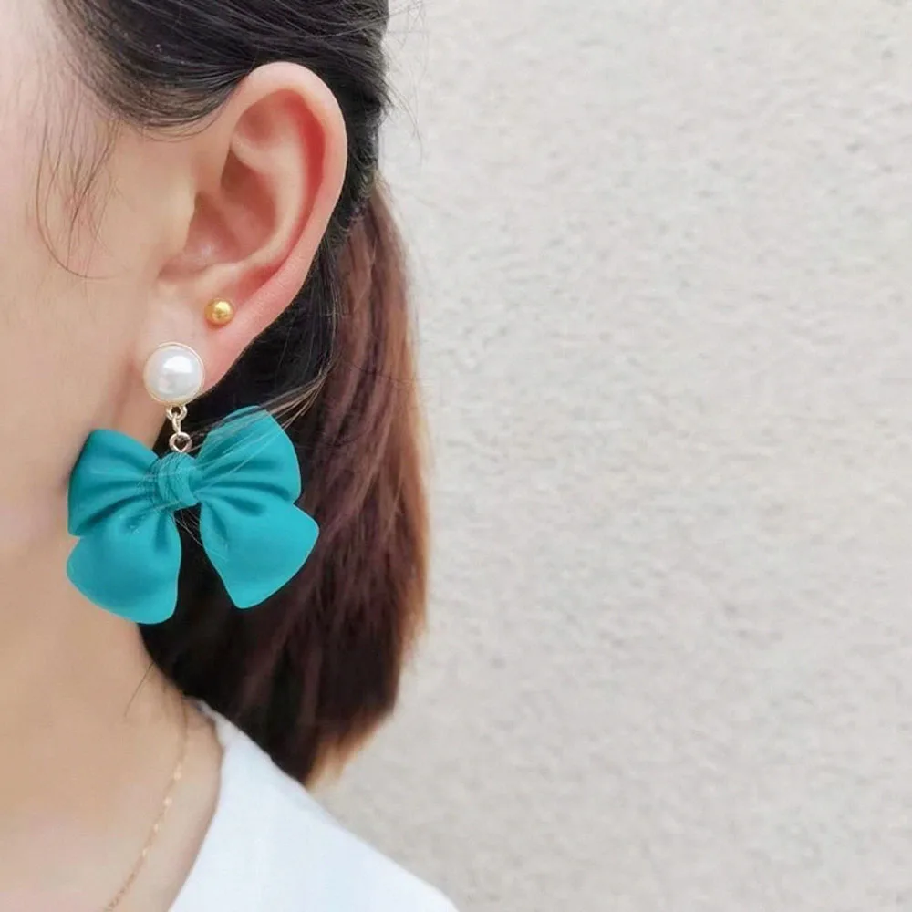 

Bow Knot Shaped Big Earrings For Girlfriend Sweet Black Pink Resin Bow Statement Earrings Party Jewelry Accessories