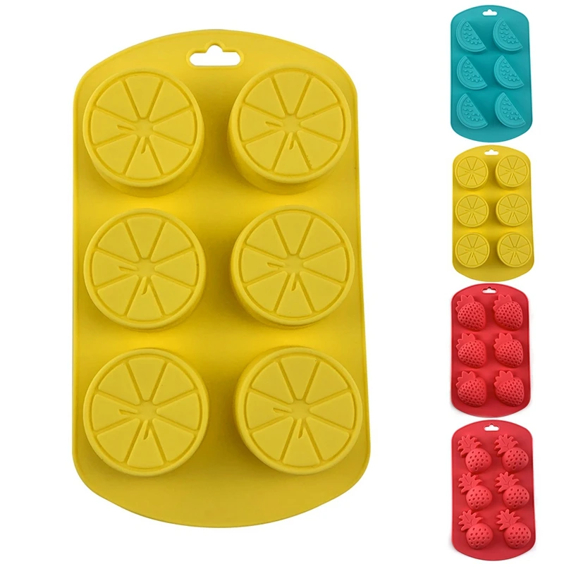6 полостей Силиконовый поднос в форме фруктов пресс форм Арбуз Лимон клубника
