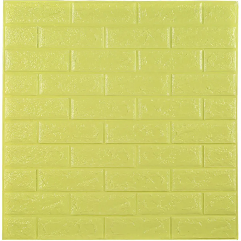 Lemon yellow 3D настенные наклейки имитация кирпича Декор для спальни водонепроницаемые самоклеящиеся обои для гостиной кухни ТВ декорации 70*77 - Цвет: Lemon yellow