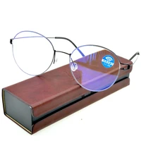 screwless titanium alloy retro simplicity handcrafted 12 layer coated lens round reading glasses 0 75 to 4 includes pu case