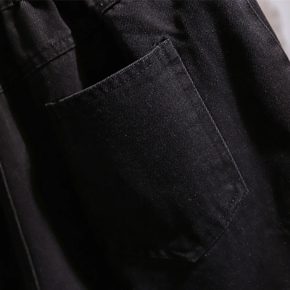 

New Summer Plus Size Denim Shorts for Women Large Loose Casual Elastic Waist Rough Edges Black Hole Jeans Shorts