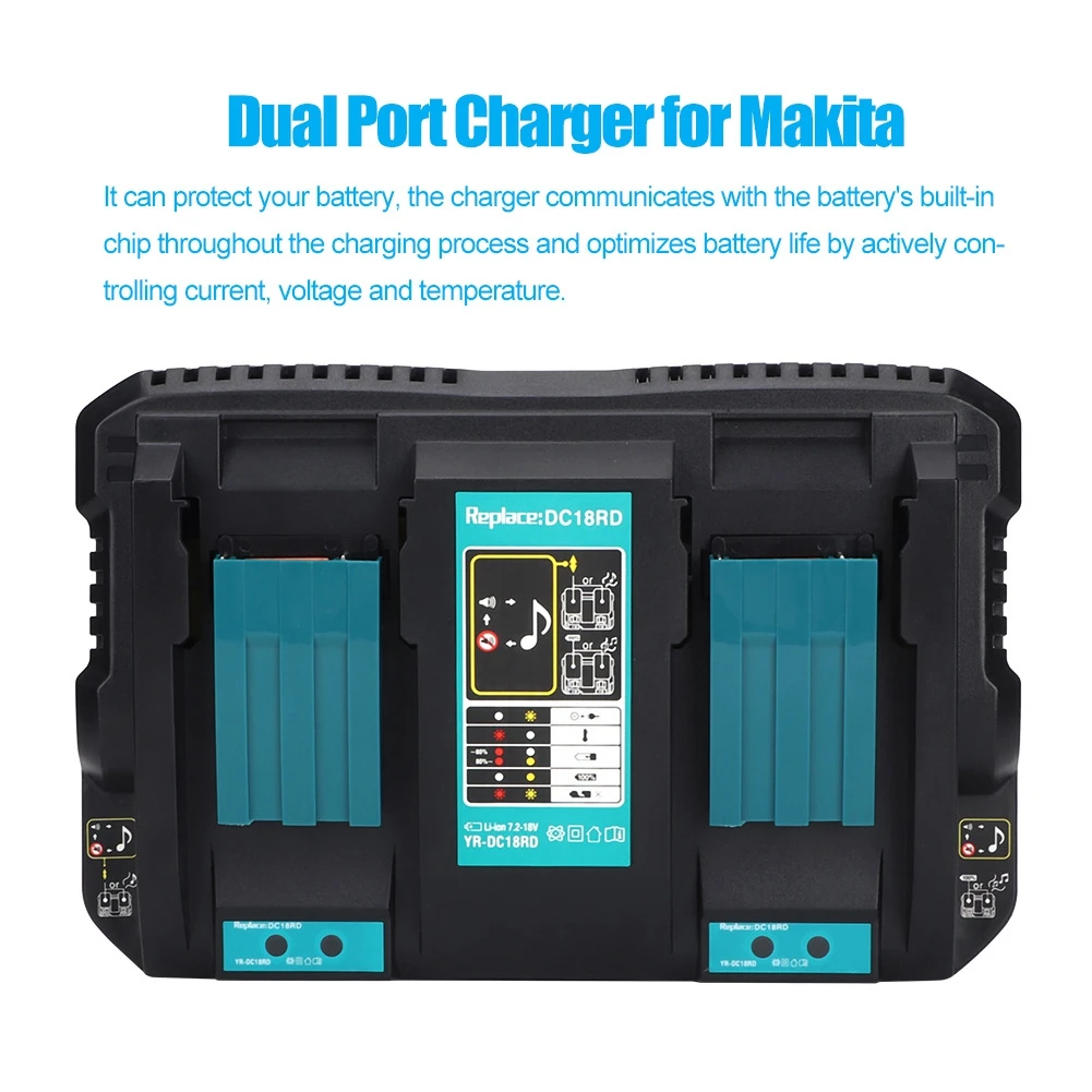 

Быстрая зарядка аккумулятора с двумя портами, Быстрая Двойная зарядка, замена, подходит для Makita dc18rдрапид