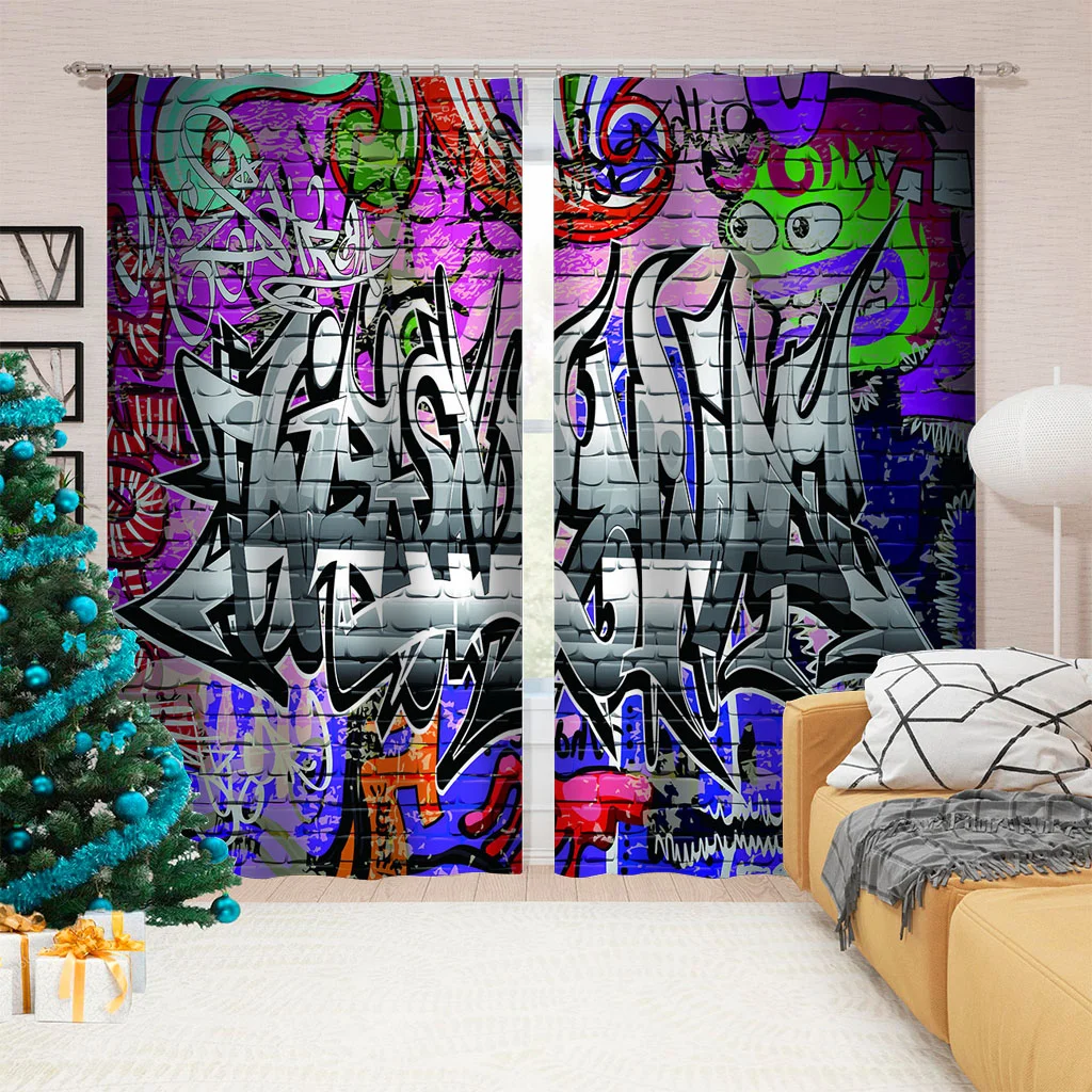 

Custom dance Graffiti curtains 3D Window Curtains For Living Room Bedroom Customized size