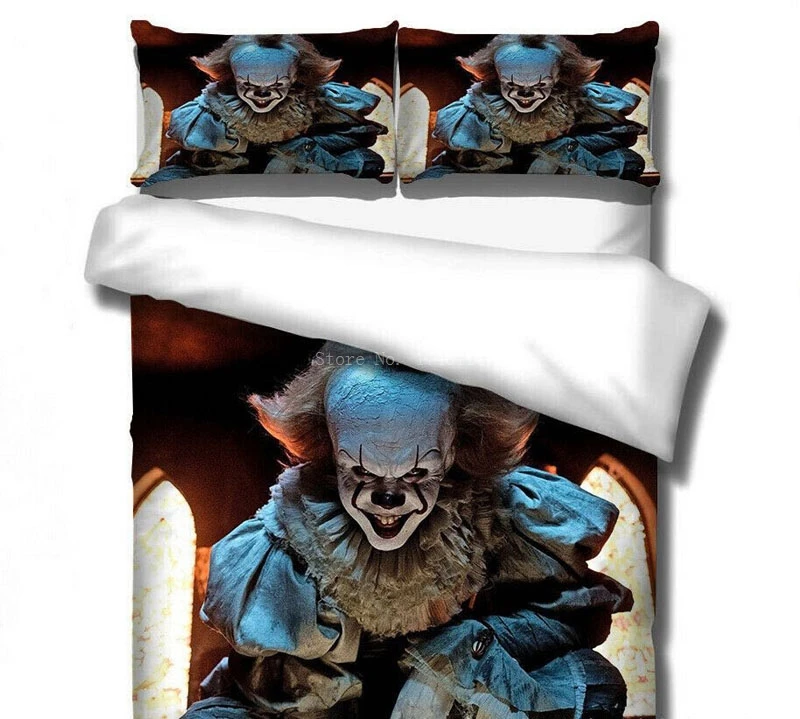 Комплект постельного белья Stephen King's It из фильма ужасы с 3d изображением клоуна
