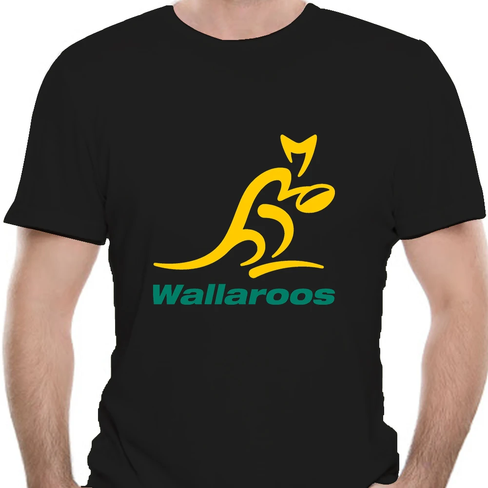 Кенгуру Регби Логотип Мужская футболка черного цвета с принтом на заказ Shirt-0679A |