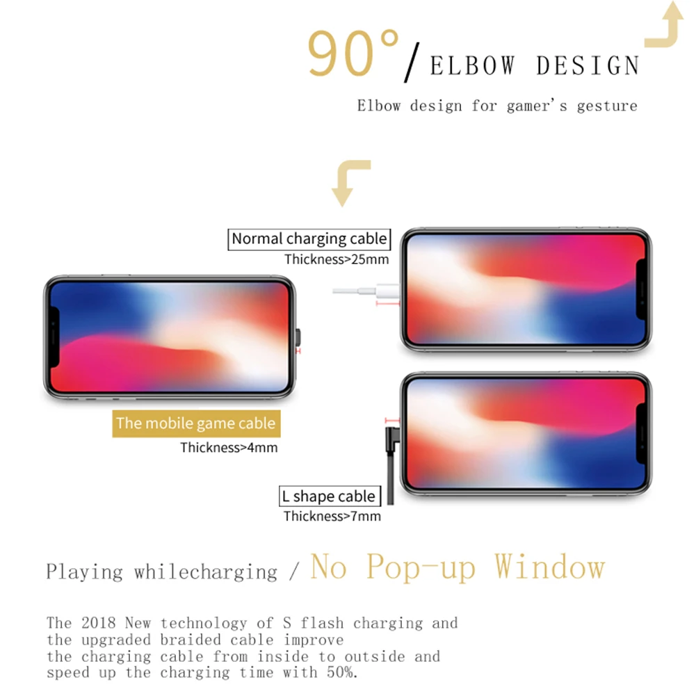 Быстрая зарядка для мобильных игр, кабель Micro USB/Tpye C/Lightning для iPhone, Android, зарядное устройство, синхронизация данных с 2 присосками