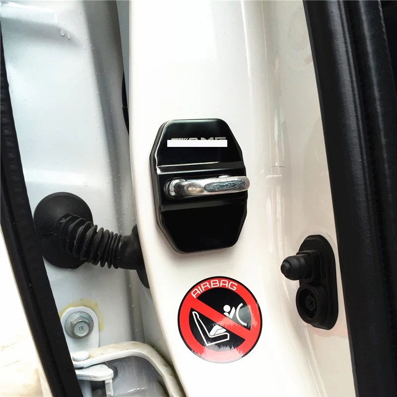 

4pcs Car Door Lock Protective Cover Universal for Mercedes Benz 90% Model AMG 304 Stainless Steel Door Lock Cap Decoration Cover