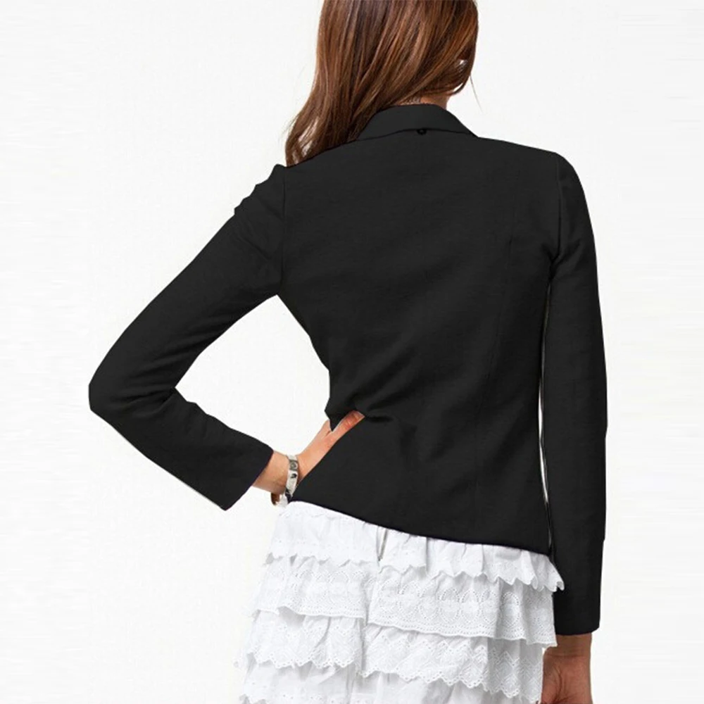 Joineles, одноцветные, размера плюс, 6XL, Женские повседневные топы, OL, Осенние, с отворотами, свернутые рукава, короткие карманы, однобортные, тонкие куртки