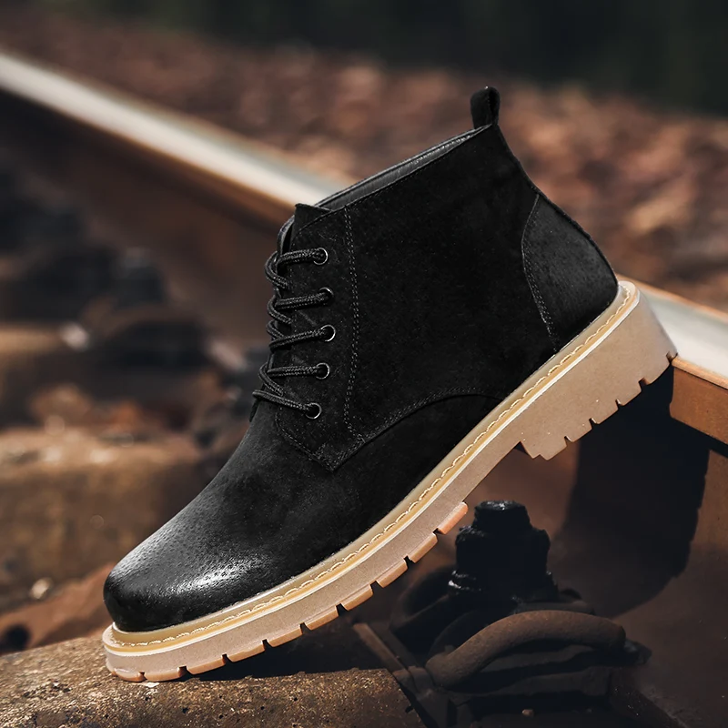 Мужские ковбойские ботинки в английском стиле рабочие из натуральной кожи на