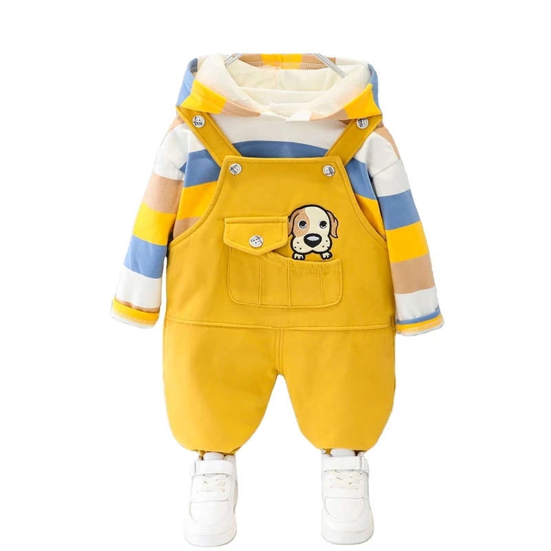 

New Winter Baby Boys Clothes Children Thick Hoodies Overalls 2Pcs/set Toddler Girls Costume Infant Clothing Sets Kids Tracksuits