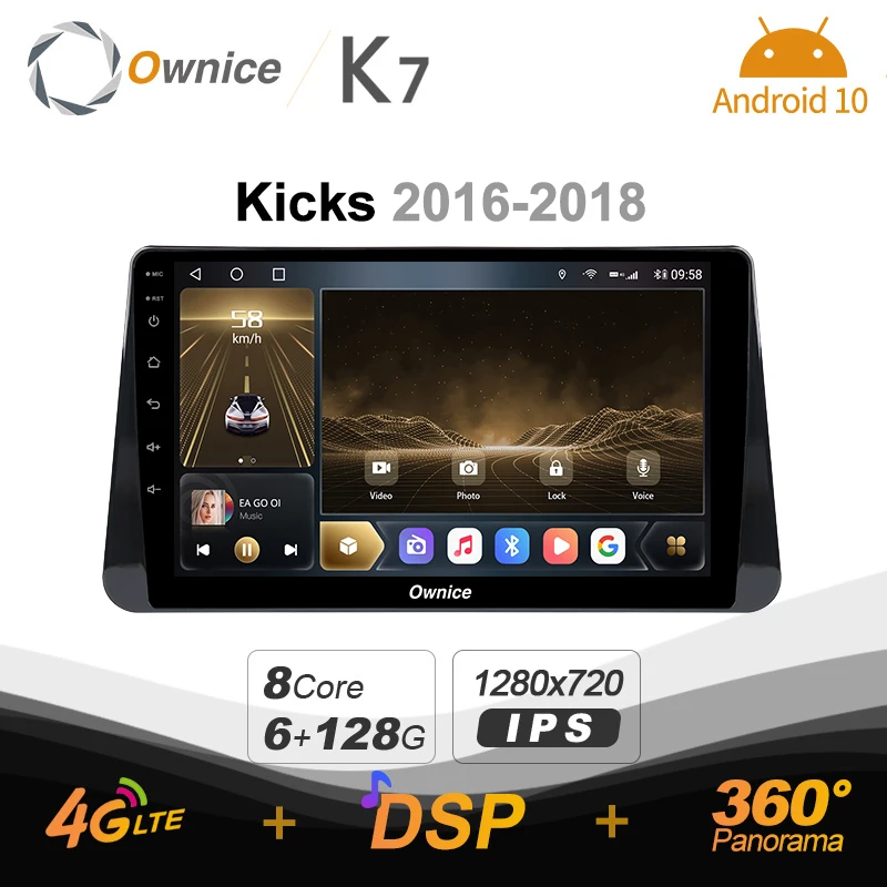 

Ownice K7 6G+128G Car Radio for Nissan Kicks 2016 - 2018 android 10.0 support Interior Atmosphere Lamp 360 4G LTE 1280*720 SPDIF