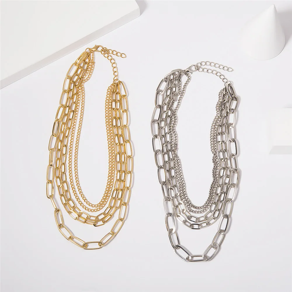 Панк массивное кубинское многослойное ожерелье для женщин и мужчин, винтажный дизайн, толстая длинная цепочка, ожерелье в стиле стимпанк, массивное ювелирное изделие
