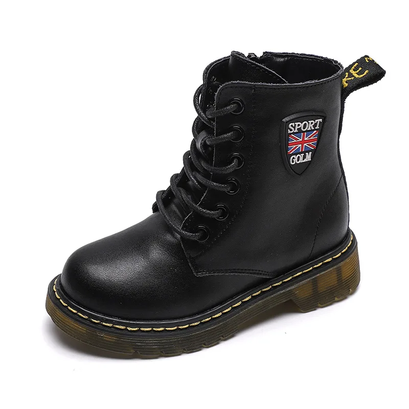 

Genuine Leather Snow Boots Kids Martin Boots 2021 Children Shoes New Girls Boys British Trend 1-16Y Autumn Winter Ankle Shoes