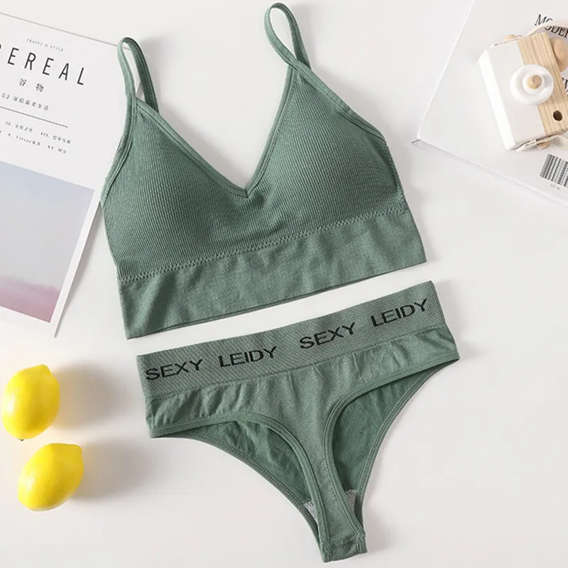 Бюстгальтер + трусы женские бесшовные цвет в ассортименте 2 шт/комплект стринги