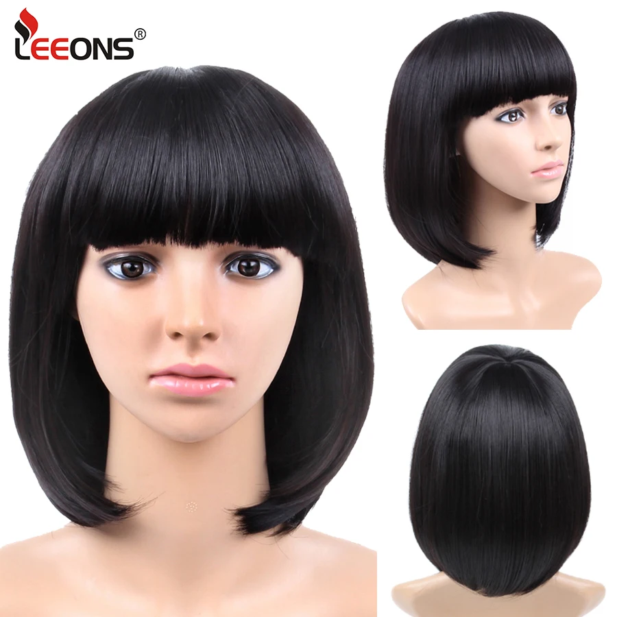 

Synthetic Wigs Short Bob Wig With Bangs Natural Black Pink Red Blue Purple Cosplay Wig For Women Party Halloween Christmas Gift
