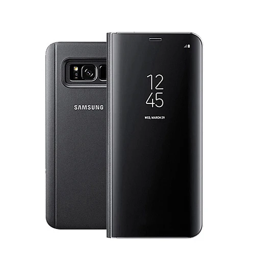 Black Samsung зеркальный Прозрачный чехол для samsung Galaxy S8 SM-G9500 S8+ S8 Plus SM-G9550 S-View флип-чехол с подставкой - Цвет: Black
