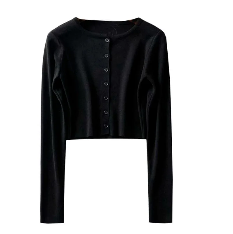 Короткий вязаный свитер с круглым вырезом в Корейском стиле женский тонкий