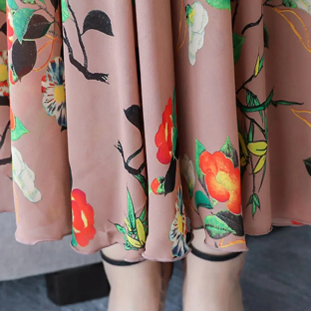 Женское платье комбинация с принтом летнее пляжное до середины икры коротким