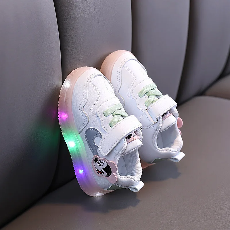 

Lovely Cute Fashion Infant Tennis Toddlers Hots Sales Diseney MickyMouse Baby First Walkers LED Lighted Boys Girls Sneakers Shoe