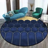 modern minimalist golden desert blue cactus living room bedroom non slip circular mat carpetcustom size