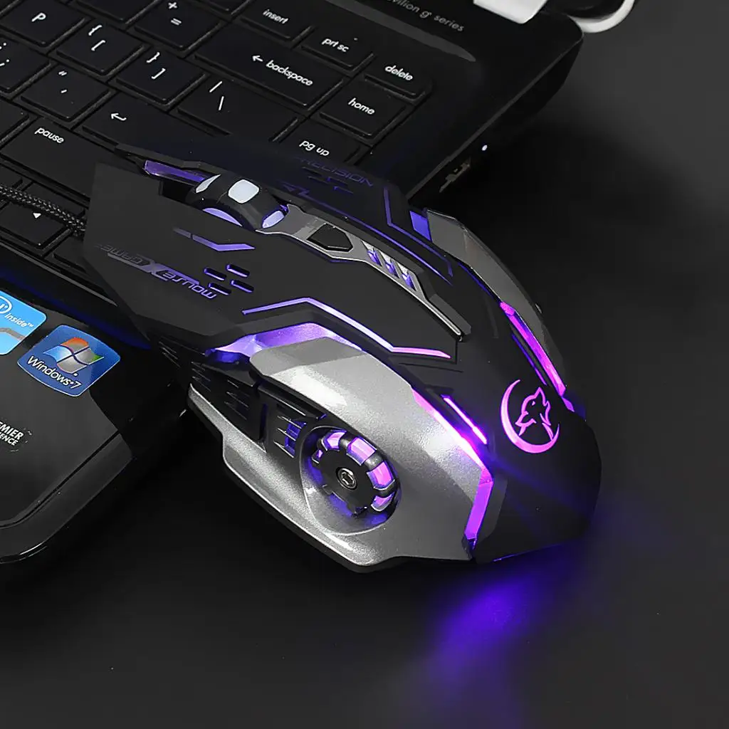 USB Проводная мышь игровая 6 кнопок со светодиодной подсветкой красочный свет с