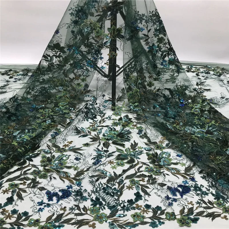 

Madison New Design African French Lace Fabric 2021 High Quality Lace Material With Sequins Nigerian Lace Fabrics For Dress