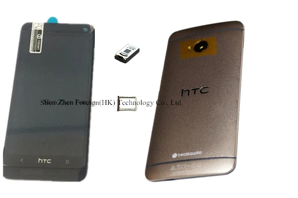 Оригинал для htc ONE M7 801 801E супер ЖК-экран с рамкой + задняя крышка корпуса ~ золото |
