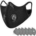 1 шт. Лыжная модная маска с 6 фильтрами, многоразовая хлопковая моющаяся дышащая черная фаза для защиты микробов, бандана для взрослых
