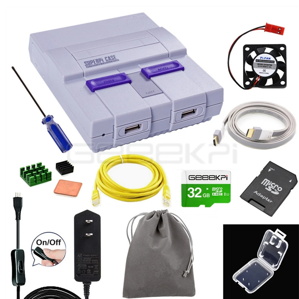 GeeekPi Retroflag чехол SUPERPi-U NESPi чехол с дополнительным игровым контроллером сумка для переноски для Raspberry Pi - Цвет: CASE Card Kit