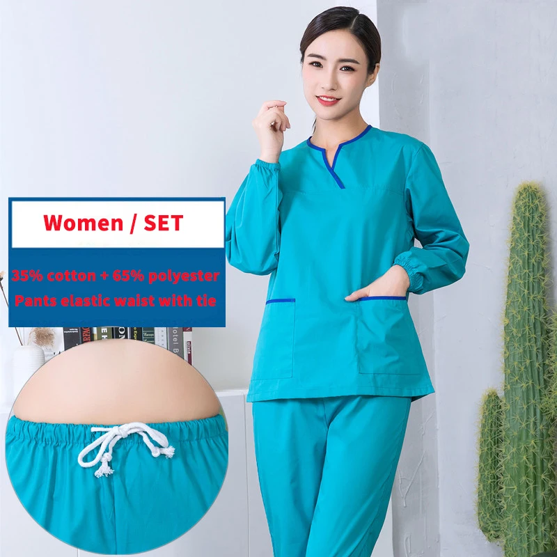 High Quality Spa Uniform Unisex Fashion Y-neck Long Sleeve Work clothes Pet grooming institutions Scrub set Beauty Salon | Тематическая