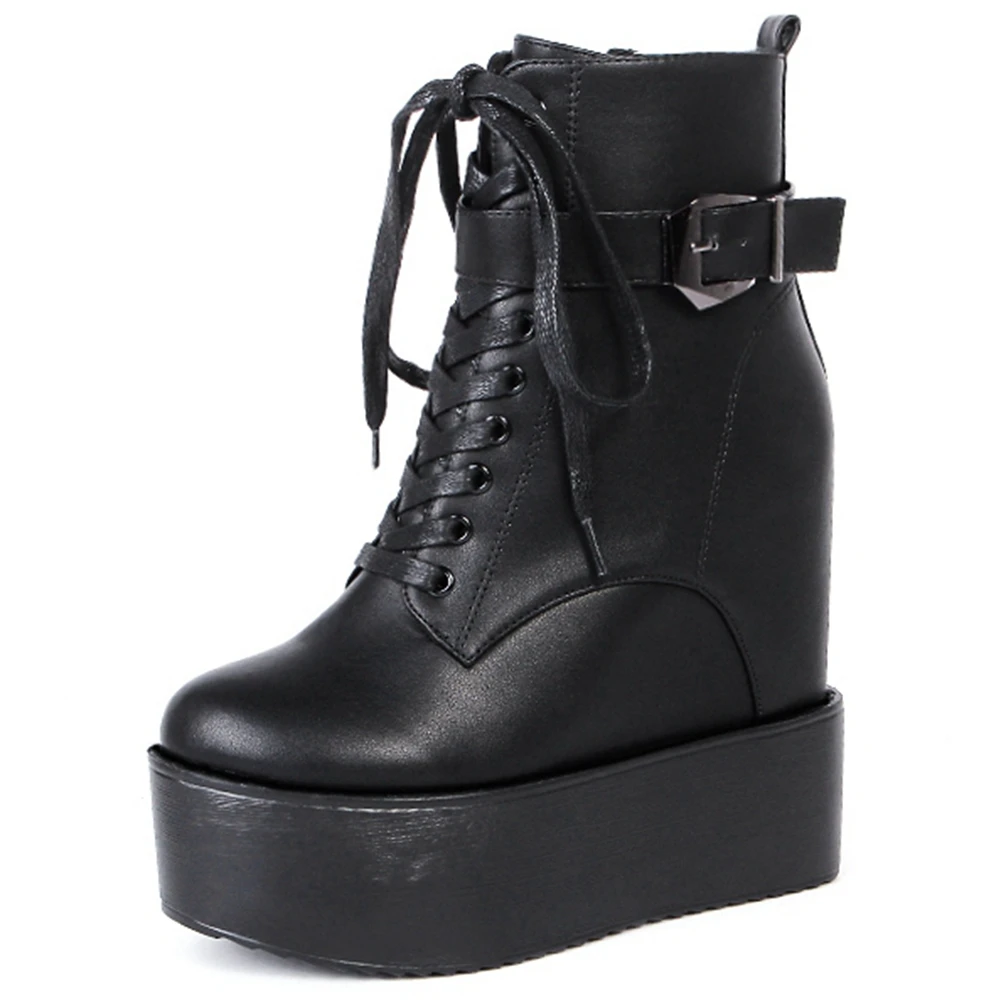 

SaraIris Buckle Wedges shoes lace Boots Women Casual Stylish Luxury Design Boots Ladies Platform Ankle Shoes