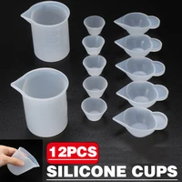 12pcs silicone measuring cups mixing cups epoxy mold dispensing stirrer dropper measuring cup diy handmade measuring tool