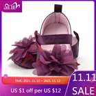 Противоскользящие туфли для новорожденных, с цветами