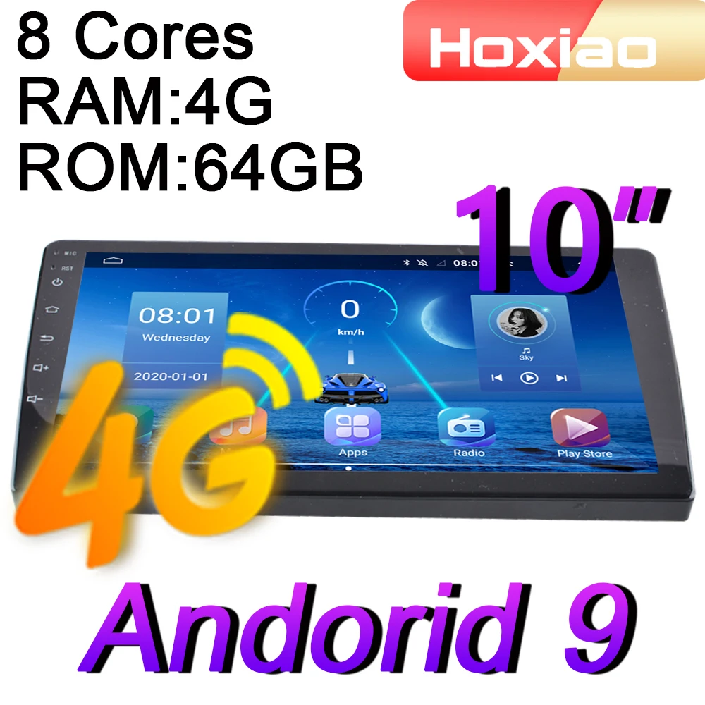 Автомагнитола 2 Din на Android 9 0 4G 8 ядер мультимедийный видеоплеер 10 дюймов ОЗУ 4 Гб