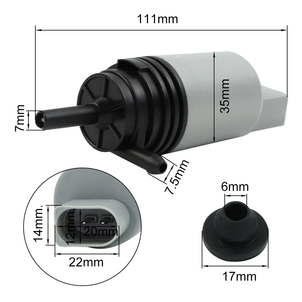 

Windshield Washer Pump for BMW 128i 135i 325i 328i 328xi 330xi 335d 335i 335xi 525i 528i 550i 745i 760i 67126934159 67127302589